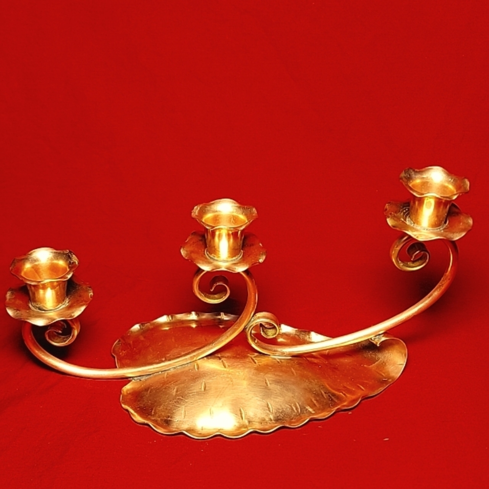 3 Candle Gregorian Copper Candelabra